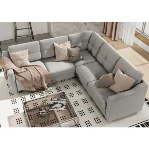 Living Room Sofa, Convertible Sectional Sofa, L Shaped Couch 5-Seat Sofas for Living Room, Small Apartment, Reversible Sectional