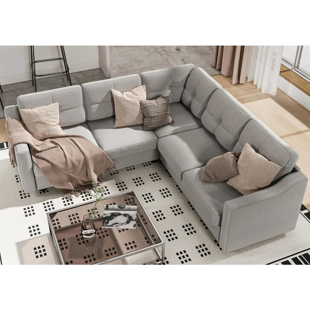 Living Room Sofa, Convertible Sectional Sofa, L Shaped Couch 5-Seat Sofas for Living Room, Small Apartment, Reversible Sectional