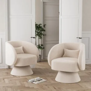 Rotating bucket chair 2-piece set, suitable for living room 360 degree modern small circular single sofa armchair